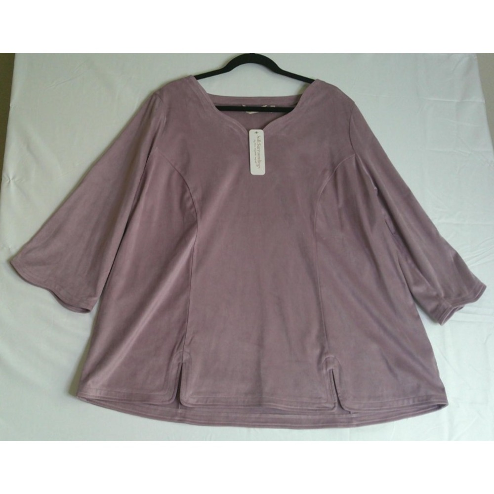 Soft Surroundings‎ Womens 2X Wishing Bell Faux Suede Top Smokey Violet Chic NEW